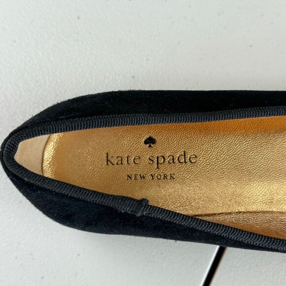 Kate Spade Black "York" Suede Gold Accent Ballet Flats Sz 9.5 MSRP $198 - Picture 6 of 7